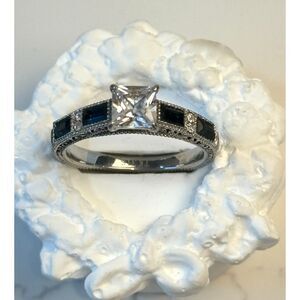 Stunning Stainless Steel Princess cut CZ Solitaire Ring